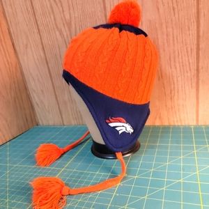 Denver Broncos Fleece Lined Knit Tassel cap hat warm